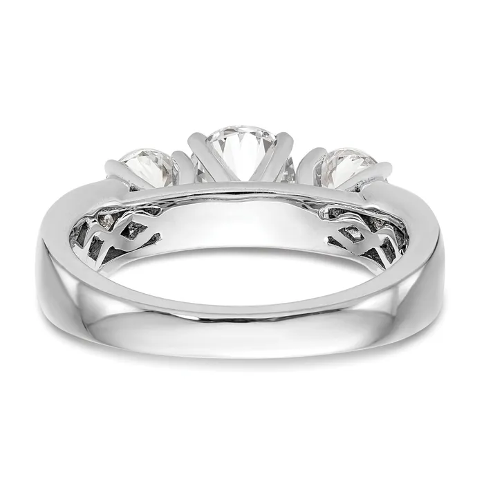 Rings Goldia 075ct CZ Solid Real 14K White Gold Peg Set 3Stone Engagement Ring