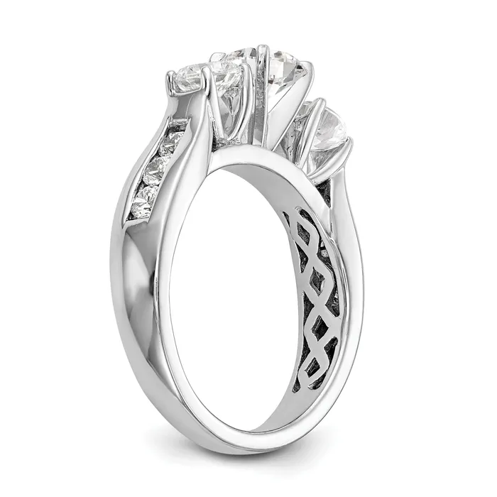 Rings Goldia 075ct CZ Solid Real 14K White Gold Peg Set 3Stone Engagement Ring