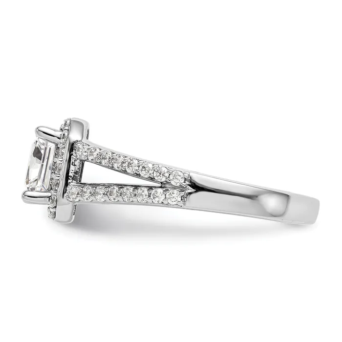 Rings Goldia 075ct CZ Solid Real 14K White Gold Princess Cushion Halo Engagement Ring