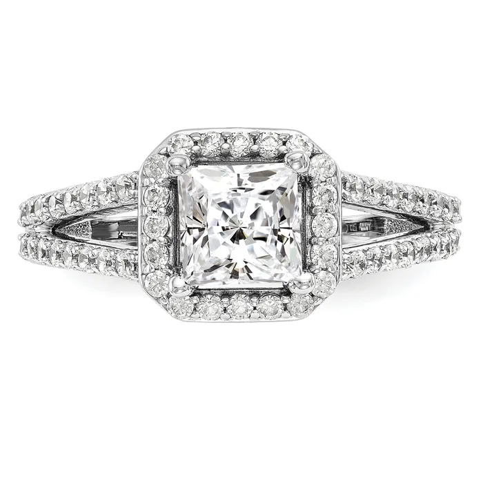 Rings Goldia 075ct CZ Solid Real 14K White Gold Princess Cushion Halo Engagement Ring
