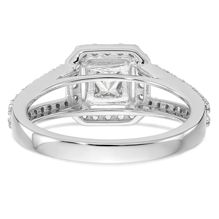 Rings Goldia 075ct CZ Solid Real 14K White Gold Princess Cushion Halo Engagement Ring