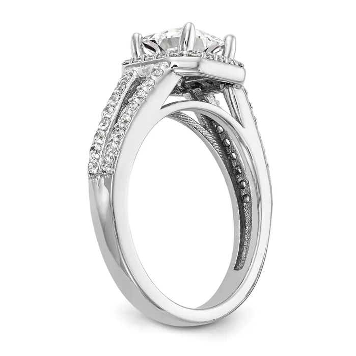 Rings Goldia 075ct CZ Solid Real 14K White Gold Princess Cushion Halo Engagement Ring