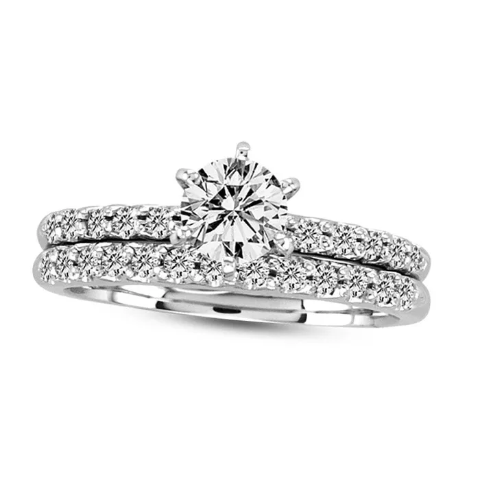 Rings Goldia 10 CT TW Natural Diamond Bridal Engagement Ring Set in Solid 14K White Gold Rings Goldia 10 CT TW Natural Diamond Bridal Engagement Ring Set in Solid 14K White Gold