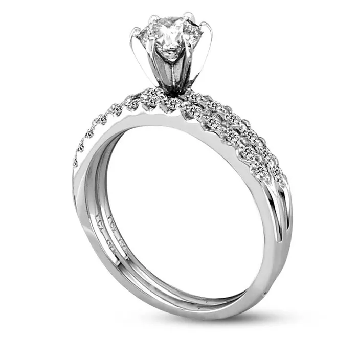 Rings Goldia 10 CT TW Natural Diamond Bridal Engagement Ring Set in Solid 14K White Gold Rings Goldia 10 CT TW Natural Diamond Bridal Engagement Ring Set in Solid 14K White Gold