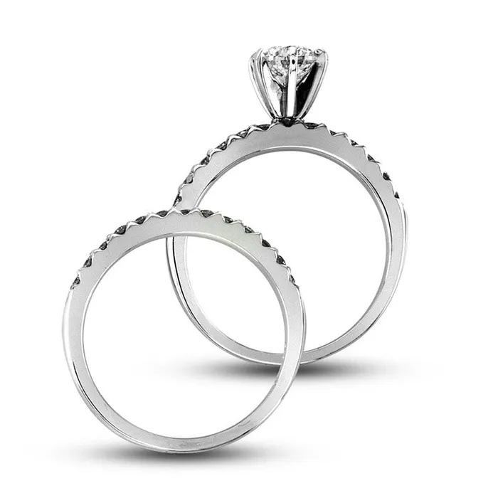 Rings Goldia 10 CT TW Natural Diamond Bridal Engagement Ring Set in Solid 14K White Gold Rings Goldia 10 CT TW Natural Diamond Bridal Engagement Ring Set in Solid 14K White Gold