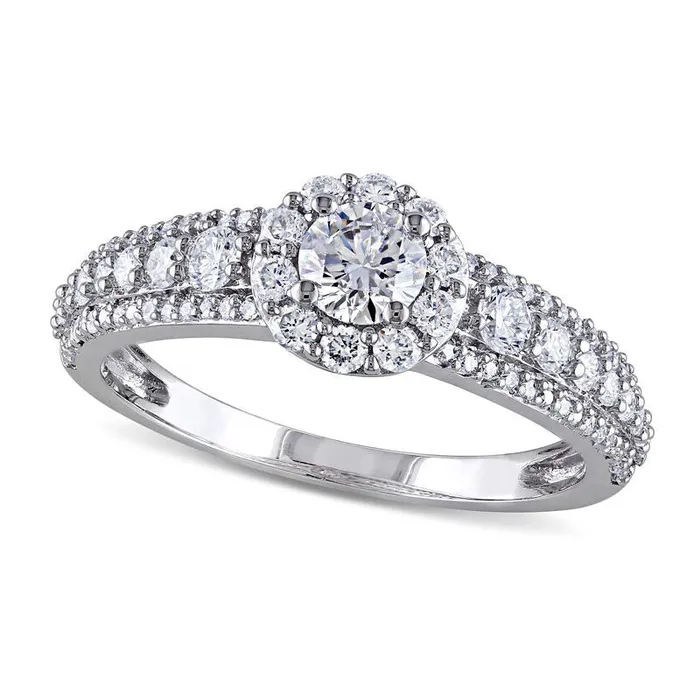 Rings Goldia 10 CT TW Natural Diamond Frame Three Row Engagement Ring in Solid 14K White Gold Rings Goldia 10 CT TW Natural Diamond Frame Three Row Engagement Ring in Solid 14K White Gold