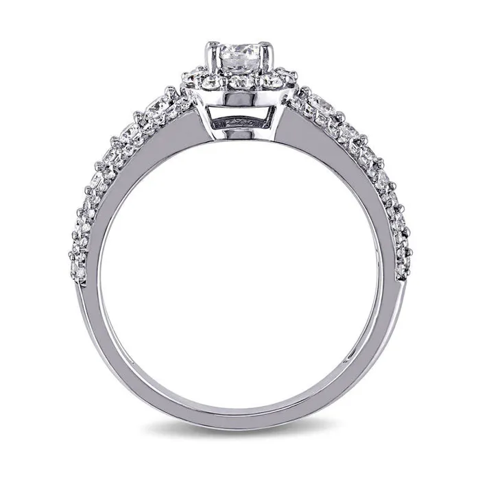 Rings Goldia 10 CT TW Natural Diamond Frame Three Row Engagement Ring in Solid 14K White Gold Rings Goldia 10 CT TW Natural Diamond Frame Three Row Engagement Ring in Solid 14K White Gold