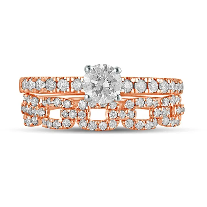 Rings Goldia 10 CT TW Natural Diamond Rolo Chain Link Bridal Engagement Ring Set in Solid 10K Rose Gold Rings Goldia 10 CT TW Natural Diamond Rolo Chain Link Bridal Engagement Ring Set in Solid 10K Rose Gold