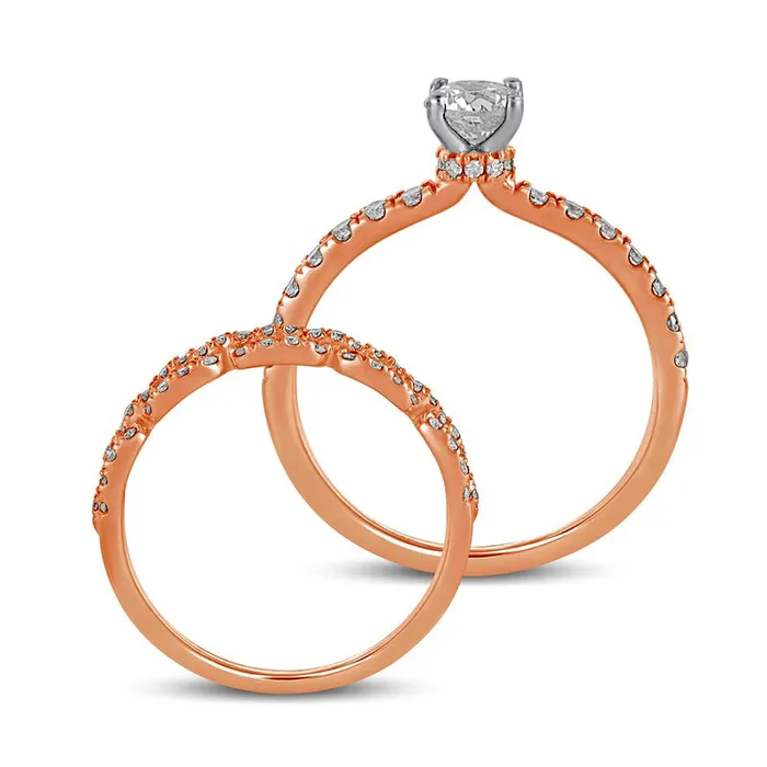 Rings Goldia 10 CT TW Natural Diamond Rolo Chain Link Bridal Engagement Ring Set in Solid 10K Rose Gold Rings Goldia 10 CT TW Natural Diamond Rolo Chain Link Bridal Engagement Ring Set in Solid 10K Rose Gold