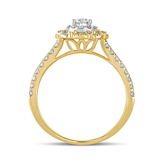 Rings Goldia 10 CT TW Oval Natural Diamond Double Scallop Frame Antique VintageStyle Engagement Ring in Solid 14K Gold Rings Goldia 10 CT TW Oval Natural Diamond Double Scallop Frame Antique VintageStyle Engagement Ring in Solid 14K Gold
