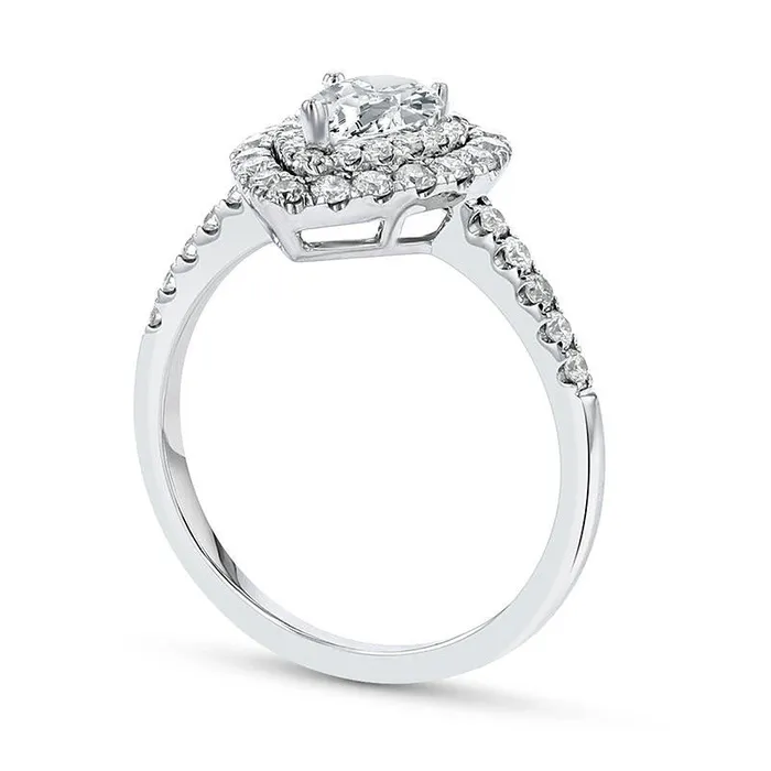Rings Goldia 10 CT TW PearShaped Natural Diamond Double Frame Engagement Ring in Solid 18K White Gold HSI2 Rings Goldia 10 CT TW PearShaped Natural Diamond Double Frame Engagement Ring in Solid 18K White Gold HSI2