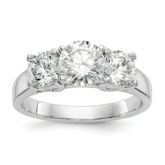 Rings Goldia 100ct CZ Solid Real 14K White Gold 3Stone Peg Set Engagement Ring