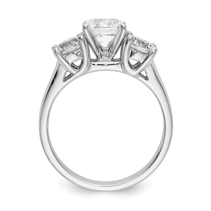 Rings Goldia 100ct CZ Solid Real 14K White Gold 3Stone Peg Set Engagement Ring
