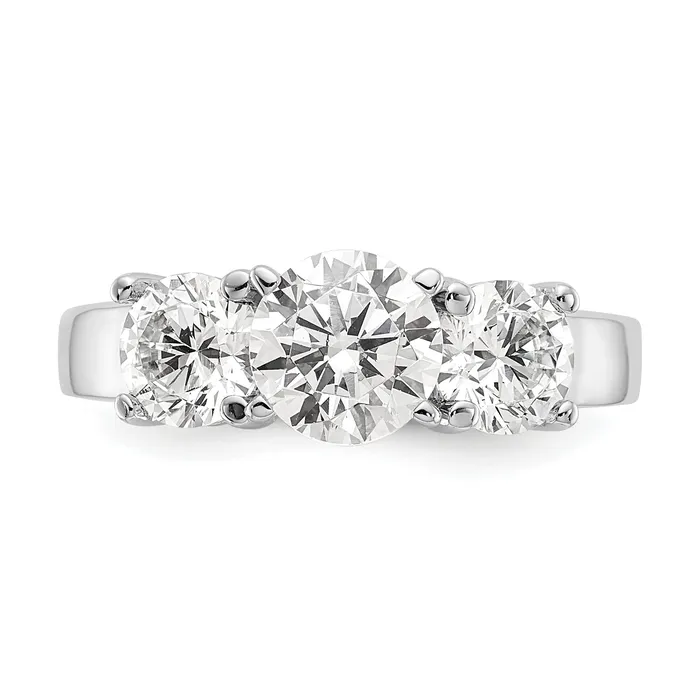 Rings Goldia 100ct CZ Solid Real 14K White Gold 3Stone Peg Set Engagement Ring