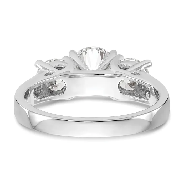 Rings Goldia 100ct CZ Solid Real 14K White Gold 3Stone Peg Set Engagement Ring