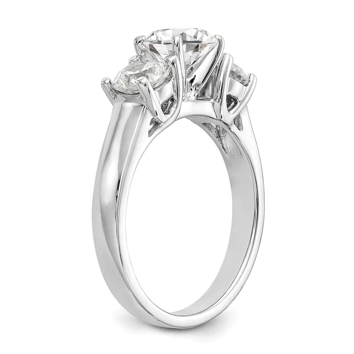 Rings Goldia 100ct CZ Solid Real 14K White Gold 3Stone Peg Set Engagement Ring