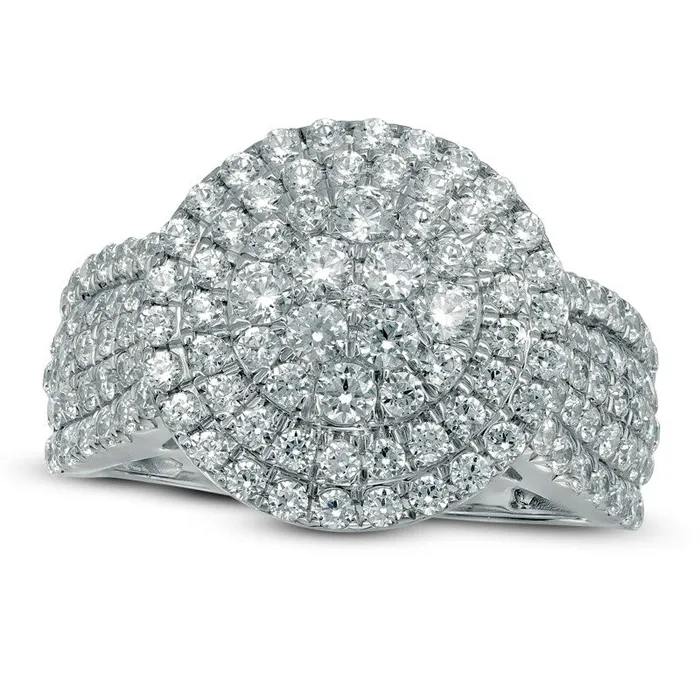 Rings Goldia 15 CT TW Composite Natural Diamond Double Frame Ring in Solid 10K White Gold Rings Goldia 15 CT TW Composite Natural Diamond Double Frame Ring in Solid 10K White Gold
