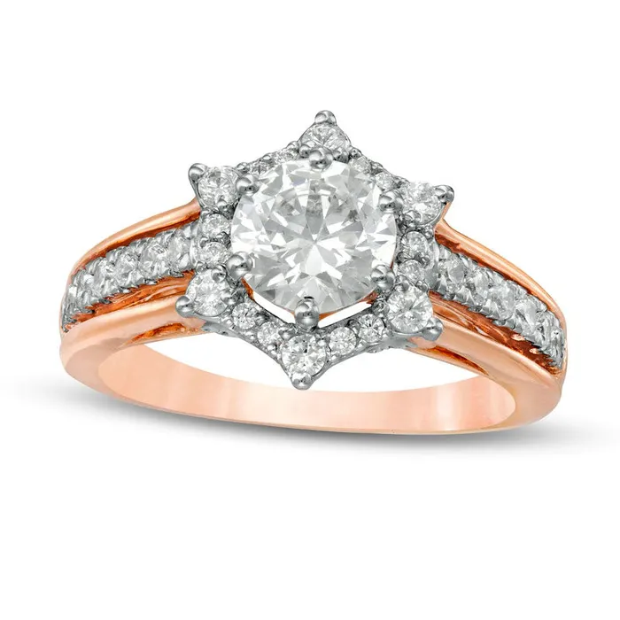 Rings Goldia 163 CT TW Natural Diamond Hexagon Frame Engagement Ring in Solid 10K Rose Gold Rings Goldia 163 CT TW Natural Diamond Hexagon Frame Engagement Ring in Solid 10K Rose Gold