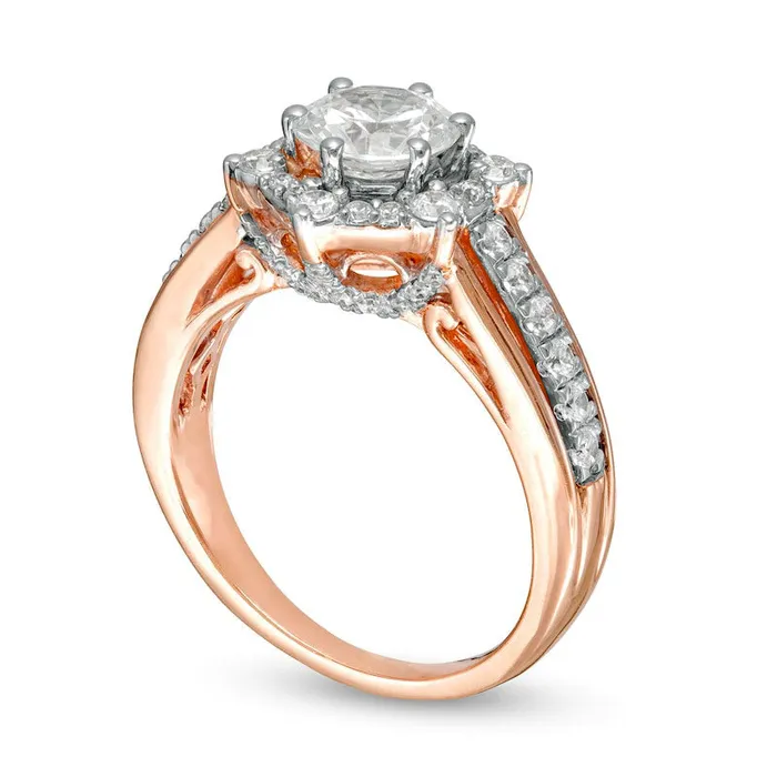 Rings Goldia 163 CT TW Natural Diamond Hexagon Frame Engagement Ring in Solid 10K Rose Gold Rings Goldia 163 CT TW Natural Diamond Hexagon Frame Engagement Ring in Solid 10K Rose Gold