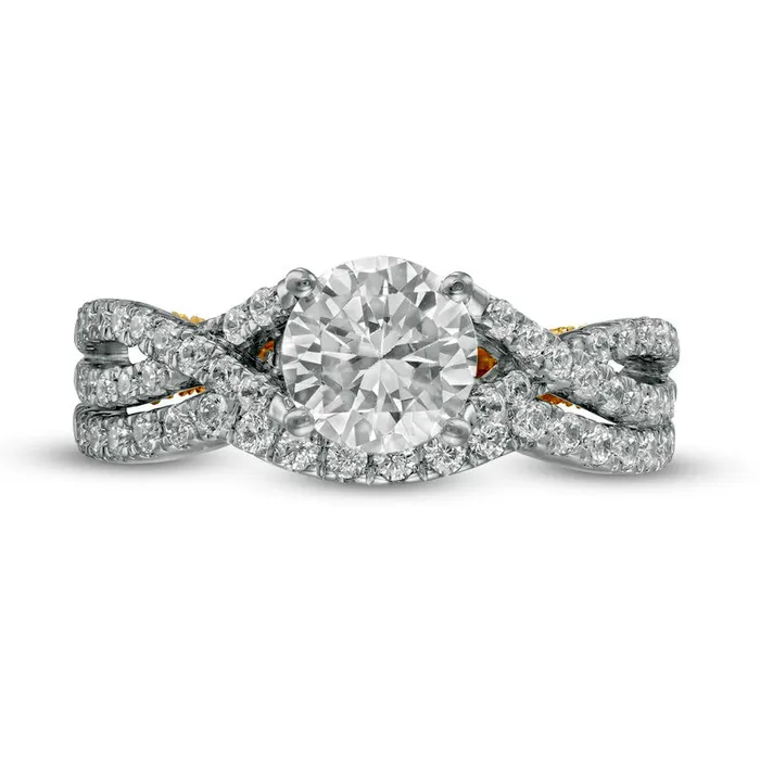 Rings Goldia 175 CT TW Natural Diamond CrissCross Split Shank Bridal Engagement Ring Set in Solid 10K TwoTone Gold Rings Goldia 175 CT TW Natural Diamond CrissCross Split Shank Bridal Engagement Ring Set in Solid 10K TwoTone Gold