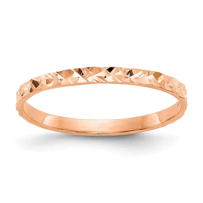Rings Goldia 14K Rose Gold Diamondcut Design Band Childs Ring