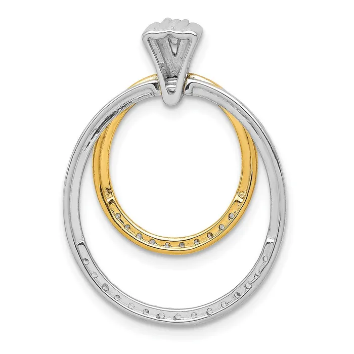 Rings Goldia 14k TwoTone Gold 14ct Real Diamond Fancy Double Circle Pendant