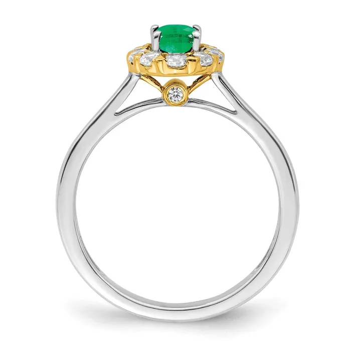 Rings Goldia 14k TwoTone Gold Emerald and Real Diamond Halo Ring