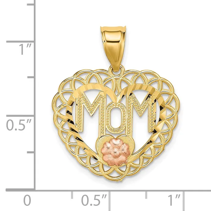 Rings Goldia 14k Twotone Gold MOM in Heart Frame Charm