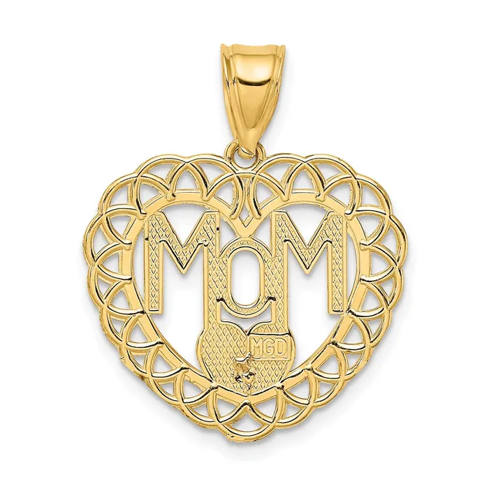 Rings Goldia 14k Twotone Gold MOM in Heart Frame Charm