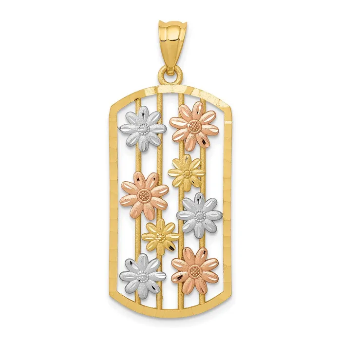 Rings Goldia 14k Twotone Gold wWhite Rhodium Framed Daisy Pendant