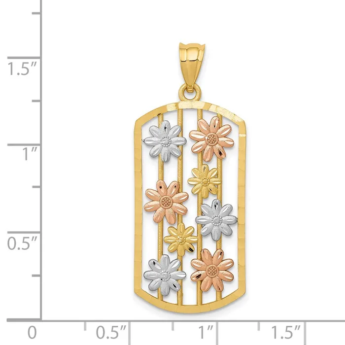 Rings Goldia 14k Twotone Gold wWhite Rhodium Framed Daisy Pendant
