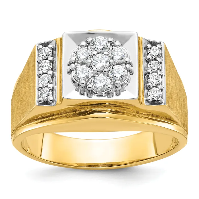 Rings Goldia 14k Twotone Two Tone 12 Ct Lab Grown Diamond VSSI G Mens Polished and Satin Cluster Ring Rings Goldia 14k Twotone Two Tone 12 Ct Lab Grown Diamond VSSI G Mens Polished and Satin Cluster Ring