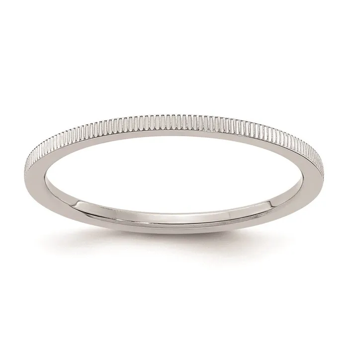 Rings Goldia 14K White Gold 12mm Line Pattern Stackable Band