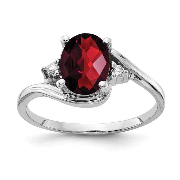Rings Goldia 14k White Gold 8x6mm Oval Garnet Checker AAA Diamond ring