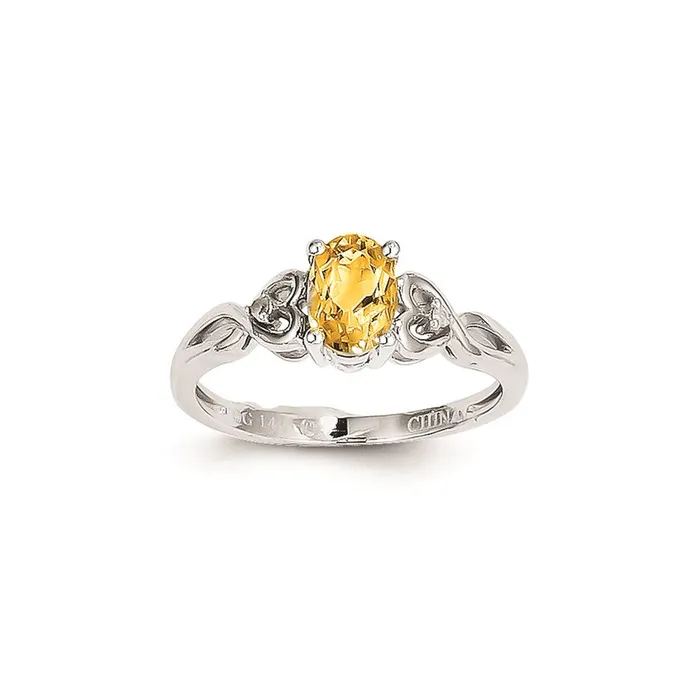 Rings Goldia 14k White Gold Citrine Diamond Ring