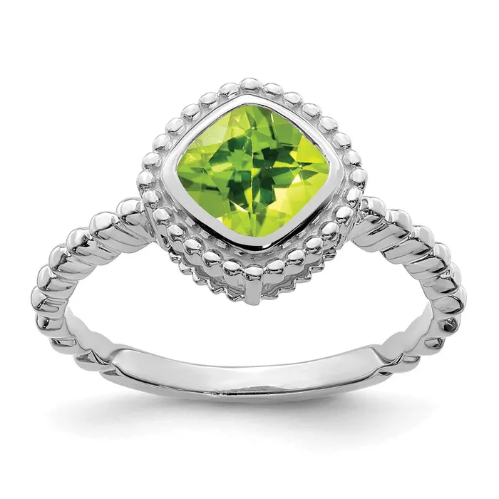Rings Goldia 14k White Gold Cushion Peridot Ring