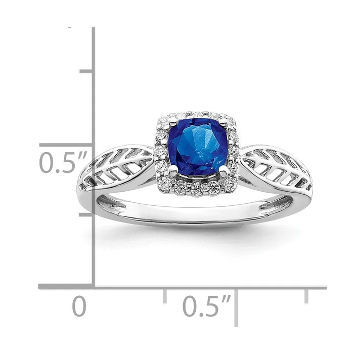Rings Goldia 14k White Gold Polished Sapphire and Real Diamond Halo Ring