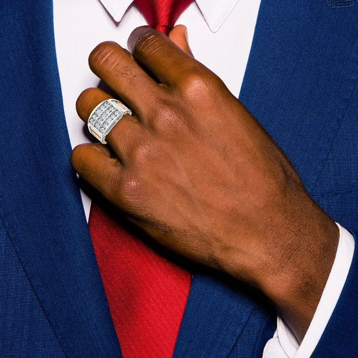 Rings Goldia 14k WhiteRose Gold Twotone Gold WhiteRose Gold Mens 15 carat Diamond Complete Ring