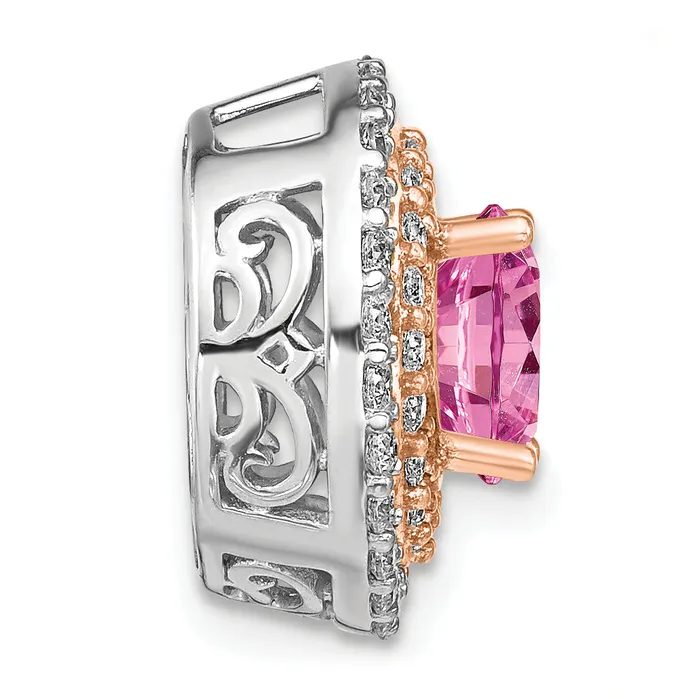 Rings Goldia 14K WhiteRose Gold TwoTone Lab Grown VSSI FGH Diamond Created Pink Sapphire Pendant