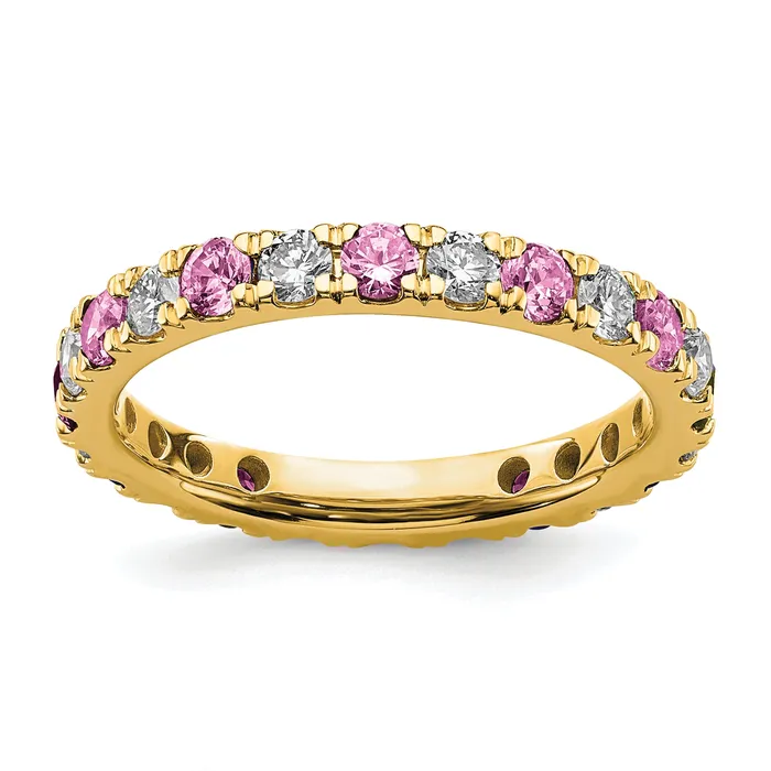 Rings Goldia 14k Yellow Gold 34 Ct Lab Grown Diamond VSSI G and Lab Created Pink Sapphire Eternity Band Ring Rings Goldia 14k Yellow Gold 34 Ct Lab Grown Diamond VSSI G and Lab Created Pink Sapphire Eternity Band Ring
