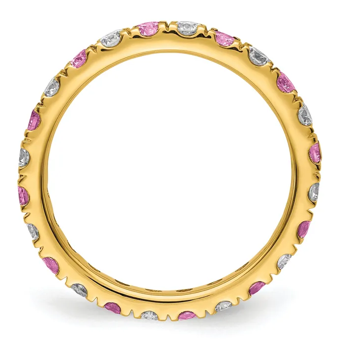 Rings Goldia 14k Yellow Gold 34 Ct Lab Grown Diamond VSSI G and Lab Created Pink Sapphire Eternity Band Ring