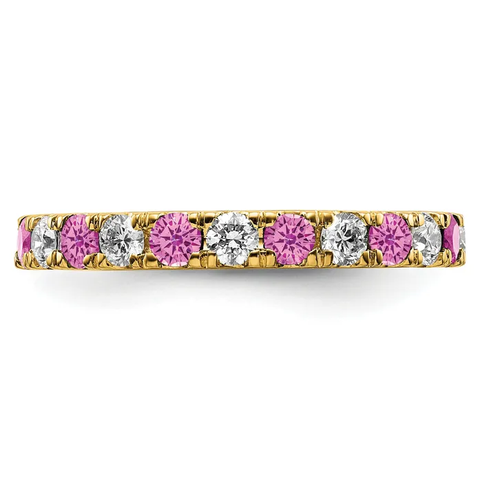 Rings Goldia 14k Yellow Gold 34 Ct Lab Grown Diamond VSSI G and Lab Created Pink Sapphire Eternity Band Ring