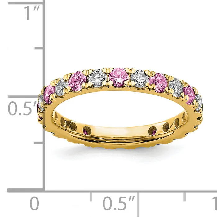 Rings Goldia 14k Yellow Gold 34 Ct Lab Grown Diamond VSSI G and Lab Created Pink Sapphire Eternity Band Ring