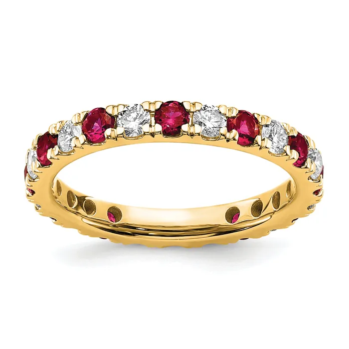 Rings Goldia 14k Yellow Gold 34 Ct Lab Grown Diamond VSSI G and Lab Created Ruby Eternity Band Ring Rings Goldia 14k Yellow Gold 34 Ct Lab Grown Diamond VSSI G and Lab Created Ruby Eternity Band Ring