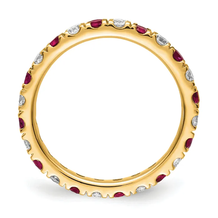 Rings Goldia 14k Yellow Gold 34 Ct Lab Grown Diamond VSSI G and Lab Created Ruby Eternity Band Ring
