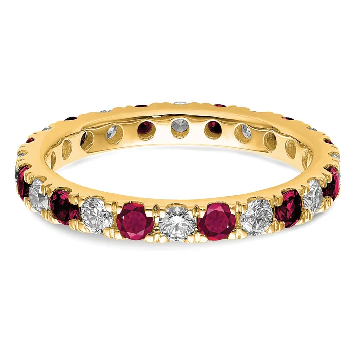 Rings Goldia 14k Yellow Gold 34 Ct Lab Grown Diamond VSSI G and Lab Created Ruby Eternity Band Ring