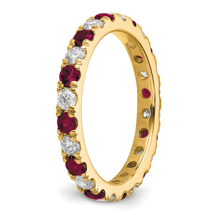 Rings Goldia 14k Yellow Gold 34 Ct Lab Grown Diamond VSSI G and Lab Created Ruby Eternity Band Ring