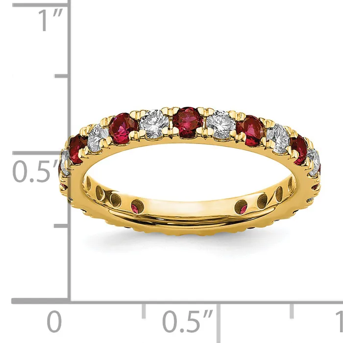 Rings Goldia 14k Yellow Gold 34 Ct Lab Grown Diamond VSSI G and Lab Created Ruby Eternity Band Ring