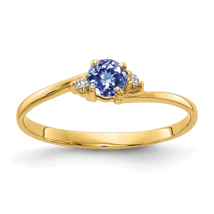 Rings Goldia 14k Yellow Gold 4mm Tanzanite AA Diamond ring