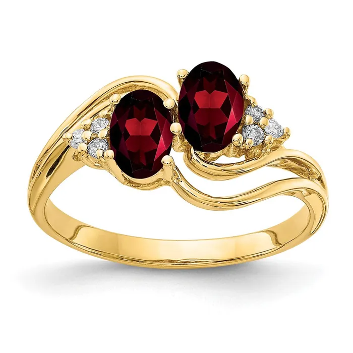 Rings Goldia 14k Yellow Gold 6x4mm Oval Garnet AAA Diamond ring